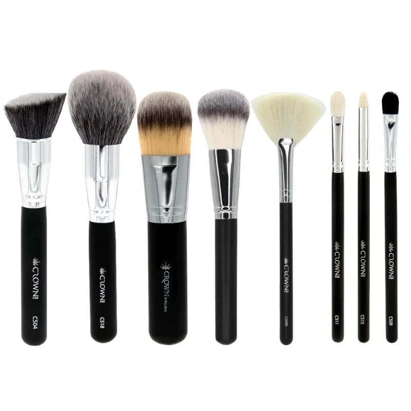 8 piece crown pro makeup brush starter set premium value bundle